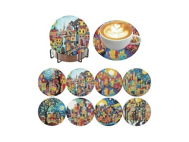 Ijbnhd 8 Pcs Diamond Art Coasters Kits House… – Coupon