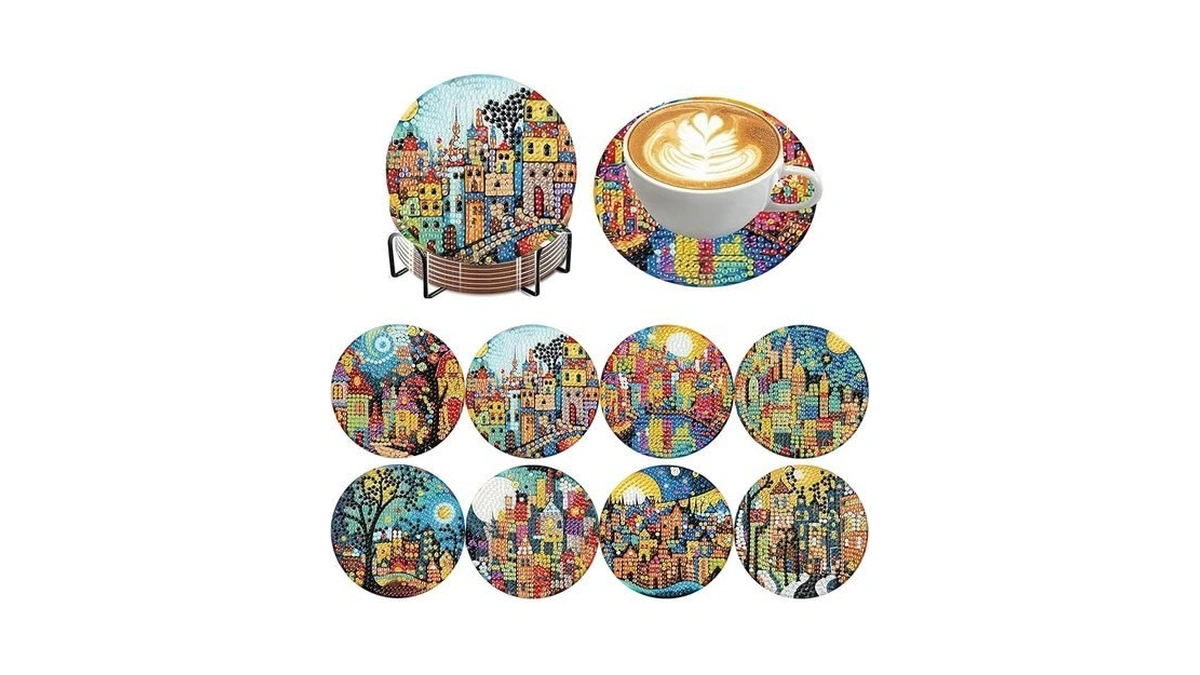Ijbnhd 8 Pcs Diamond Art Coasters Kits House... - Coupon