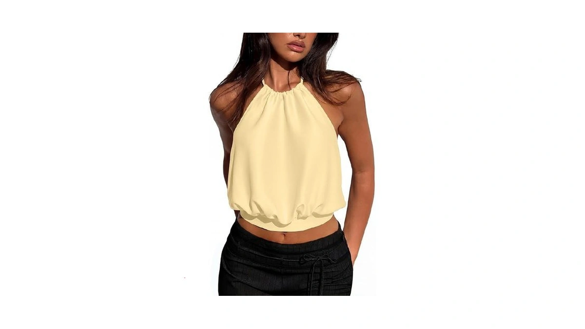 Reoria Women S Halter Backless Crop Top Sexy... - Coupon