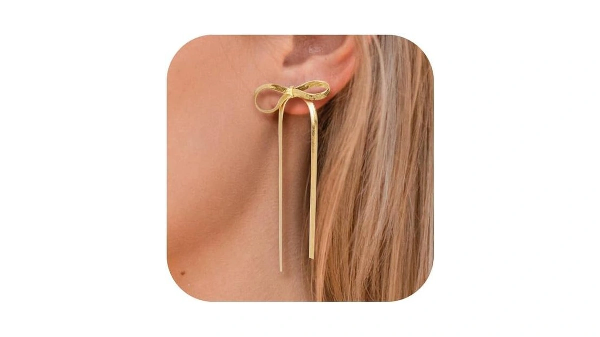 Baylay Bow Earrings For Women 18k Gold Plated Bow... - Coupon