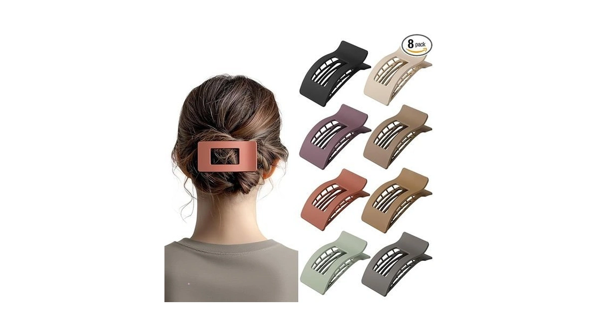 8 Pack Flat Claw Clips For Women - Matte No Slip... - Coupon