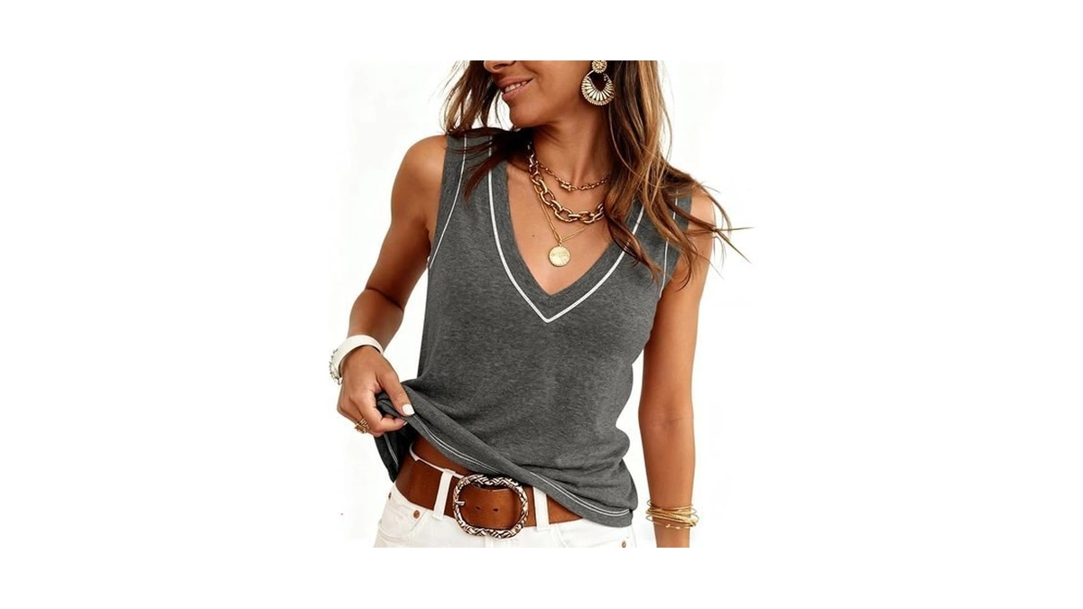 Tankaneo Womens V Neck Tank Tops Summer Trendy... - Coupon