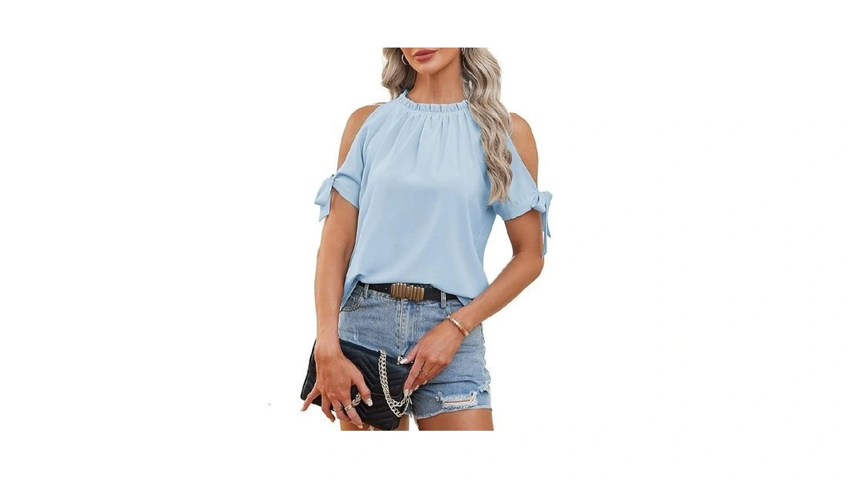 Cctoo Womens Tops Dressy Casual Cold Shoulder Bow... - Coupon