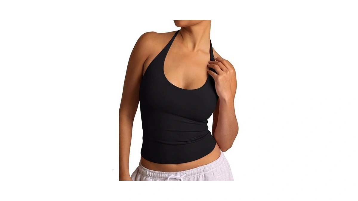 Reoria Women S Tie Halter Tank Tops Basic Scoop... - Coupon
