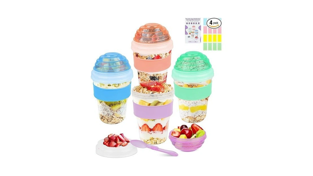 Torchero Yogurt Parfait Cups With Lids Reusable - 4... - Coupon