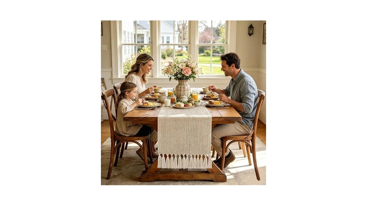 Boho Table Runner 13x72 Inch Beige Farmhouse... - Coupon