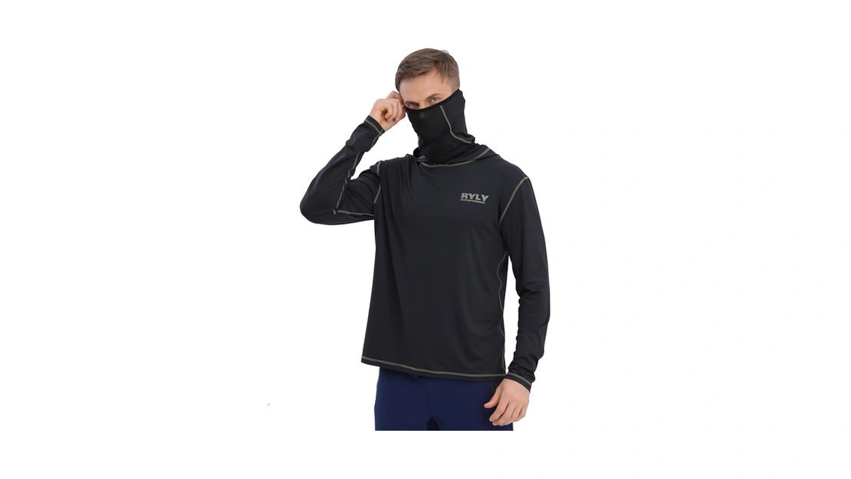 Mens Fishing Shirts Long Sleeve Rash Guard Hooded... - Coupon