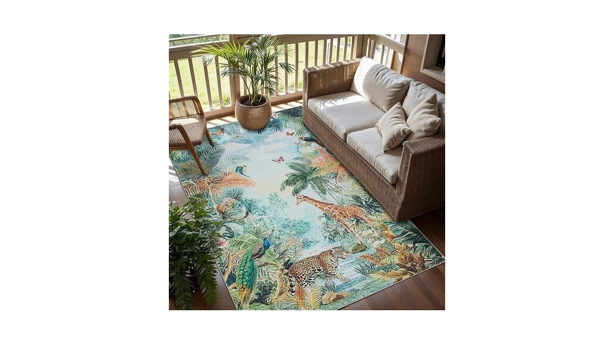 Animal Print Modern Easy Jute 3x5 Patio Rug... - Coupon