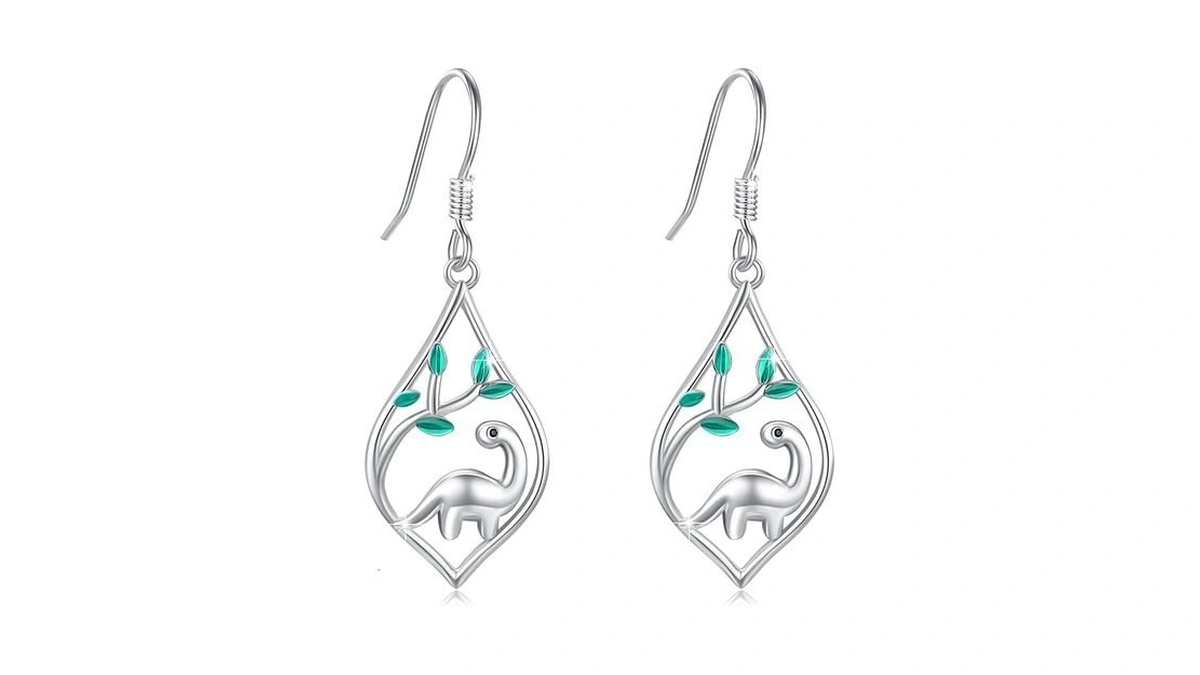 Tughra Dinosaur Earrings For Women 925 Sterling... - Coupon
