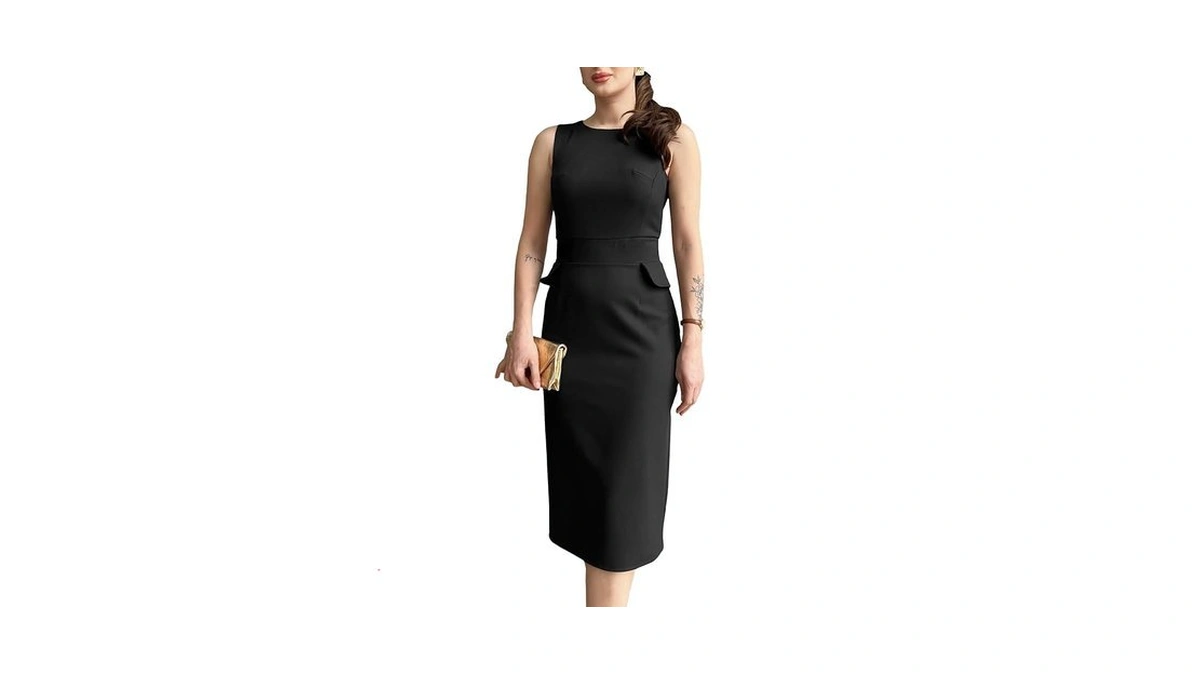 Women S Crew Neck Elegant Sleeveless Midi Bodycon... - Coupon