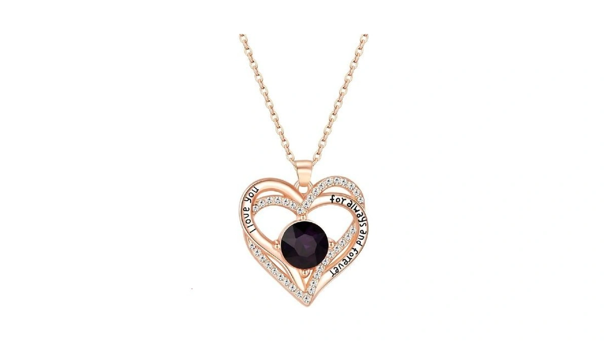 February Birthstone Crystal Necklace For Women... - Coupon