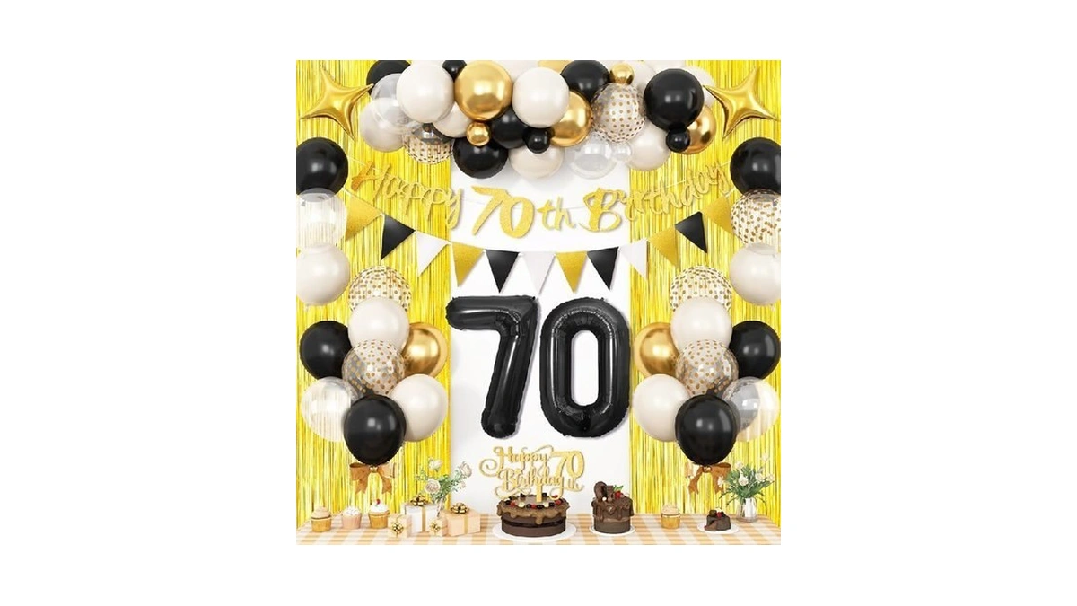 70th Birthday Decorations For Men Sand White Black... - Coupon