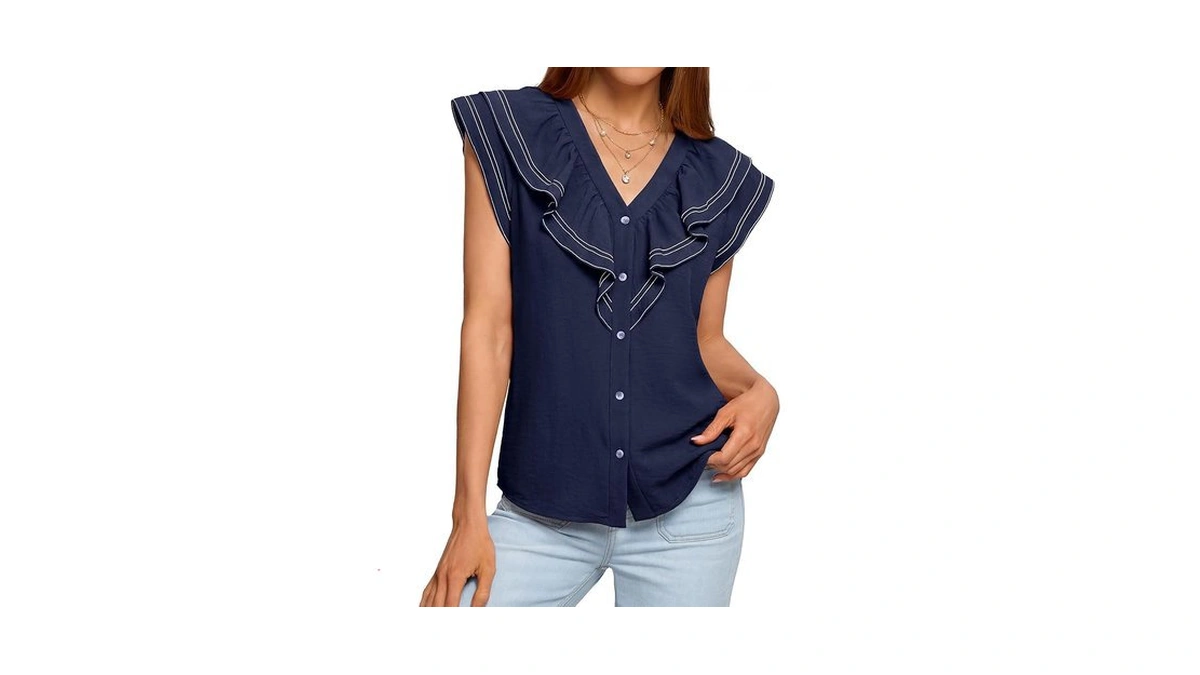 Berrygo Women S Summer Ruffle Button Down Tops... - Coupon