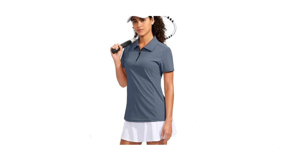 Viodia Women S Golf Shirt Short Sleeve With Zip Up... - Coupon