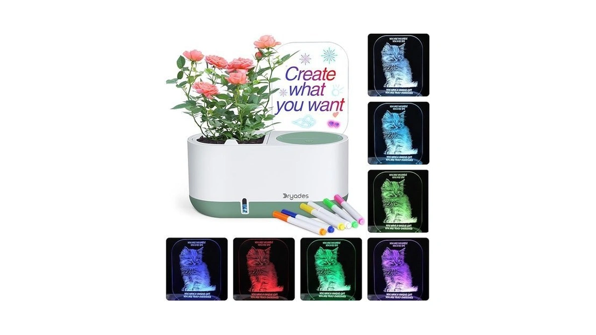 Self-watering Plant Pot With Led Note Board 7... - Coupon