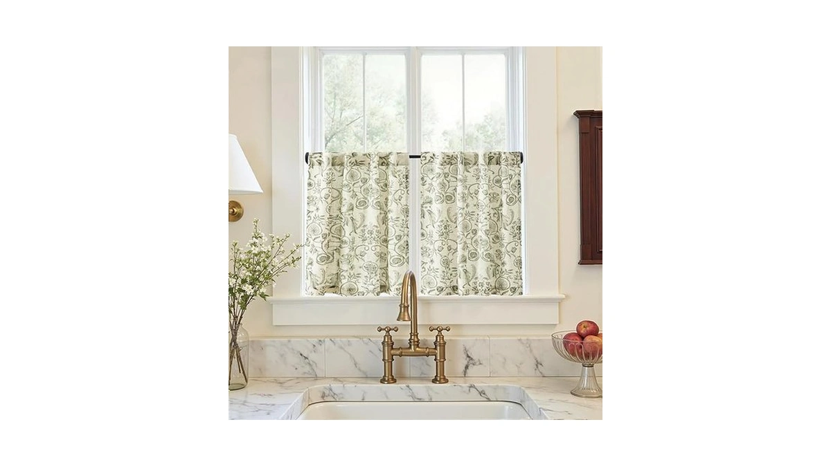 Jinchan Small Window Curtains 24 Inch Linen Floral... - Coupon