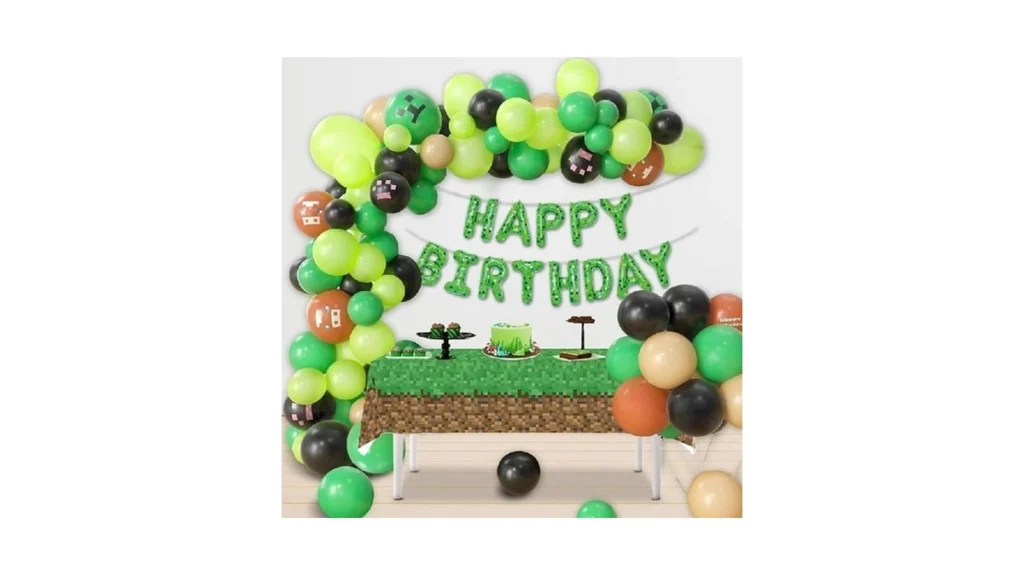 Pixel Miner Birthday Balloon Arch Kit - 121 Pcs... - Coupon