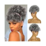 Afro Puff Drawstring Ponytail With Bangs Short Salt... - Coupon