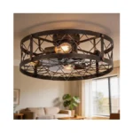 20 Farmhouse Flush Mount Caged Ceiling Fans With... - Coupon
