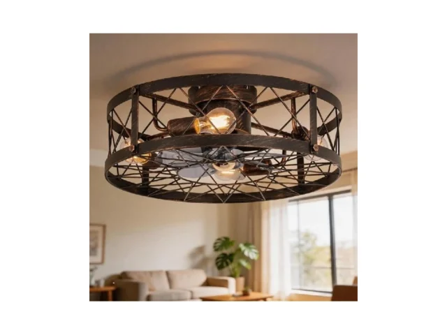 20 Farmhouse Flush Mount Caged Ceiling Fans With… – Coupon