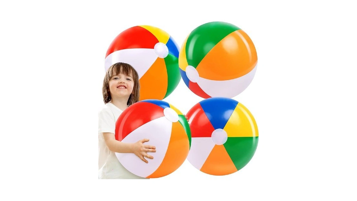 Joyin 4-pack 20 Beach Balls - Large Rainbow Beach... - Coupon