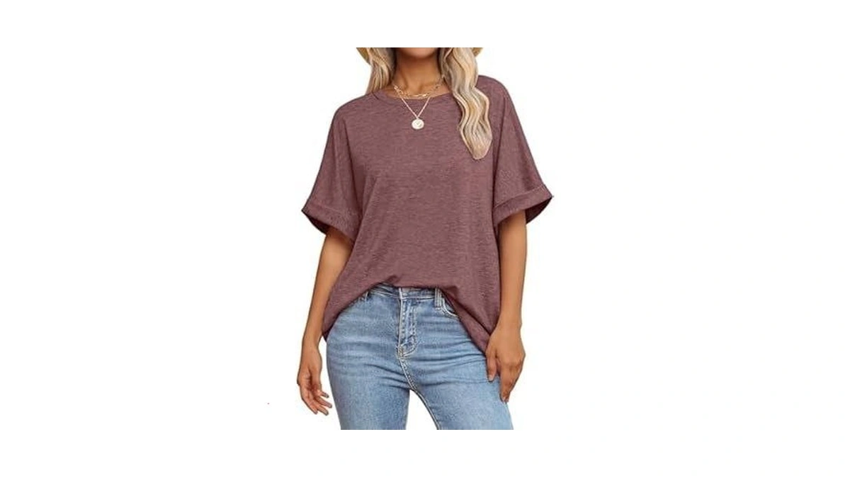 Gkbk Womens Oversized T Shirts Crew Neck Short... - Coupon