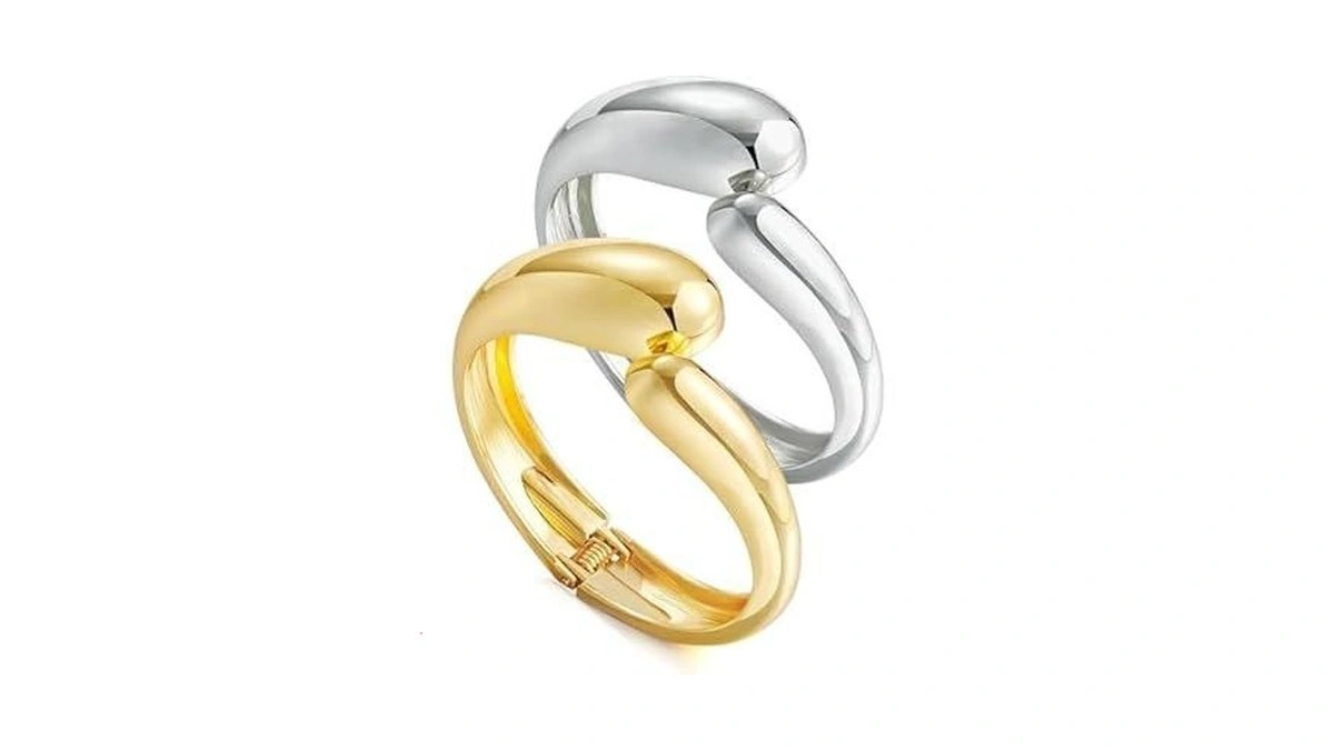 Gold Silver Chunky Bangles Bracelet For Women... - Coupon