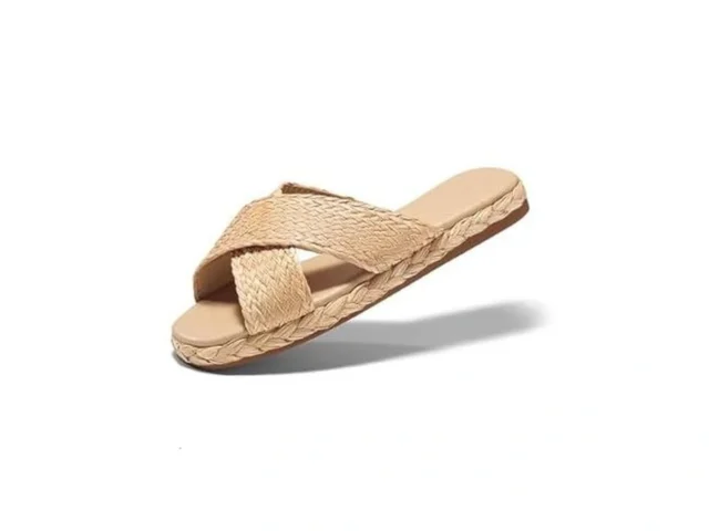 Coutgo Womens Flat Sandals Espadrilles Raffia Open… – Coupon