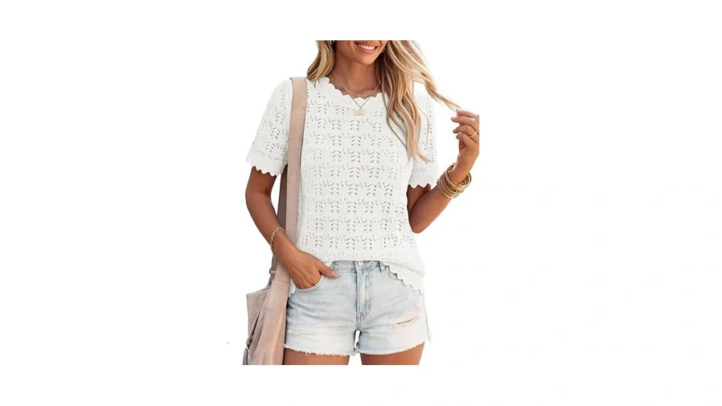 Zesica Women S Summer Crochet Short Sleeve Tops... - Coupon