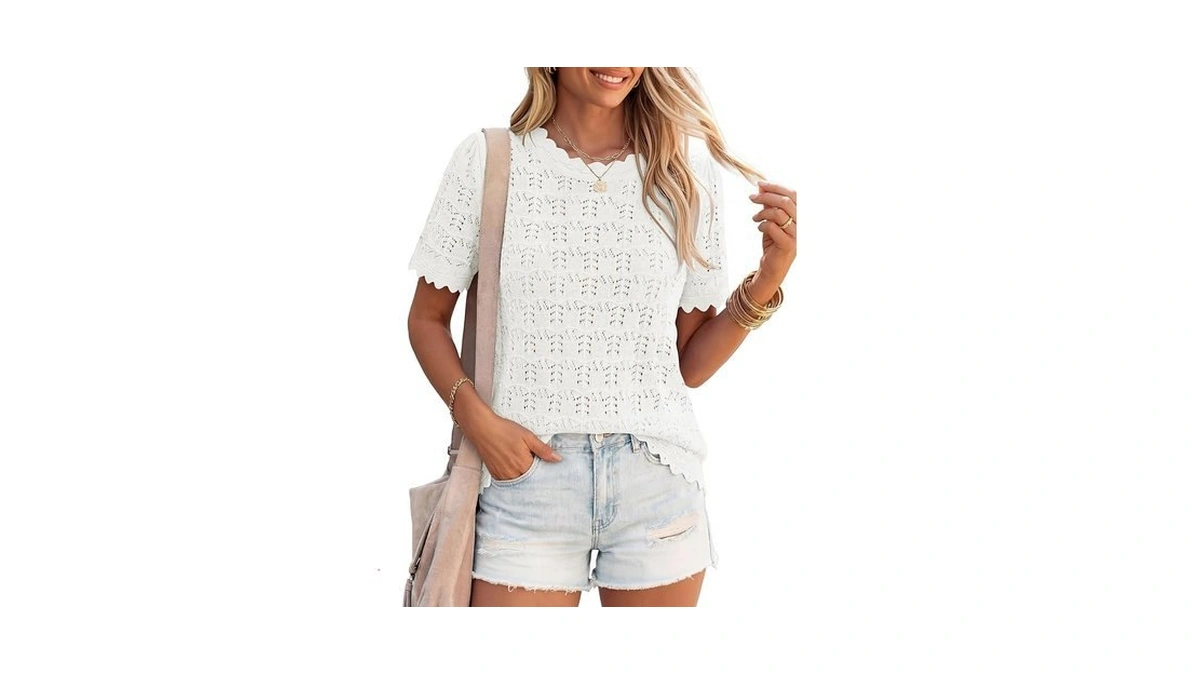 Zesica Women S Summer Crochet Short Sleeve Tops... - Coupon