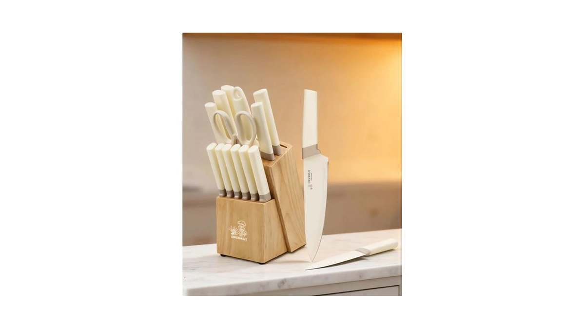 Chushiji 15-piece Kitchen Knife Set With Block... - Coupon