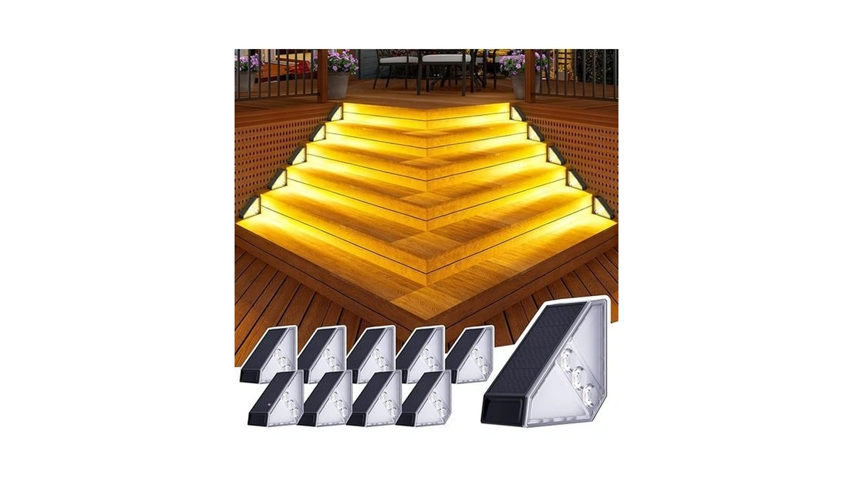 Jsot Solar Step Stair Lights Outdoor Yard Decor 10... - Coupon