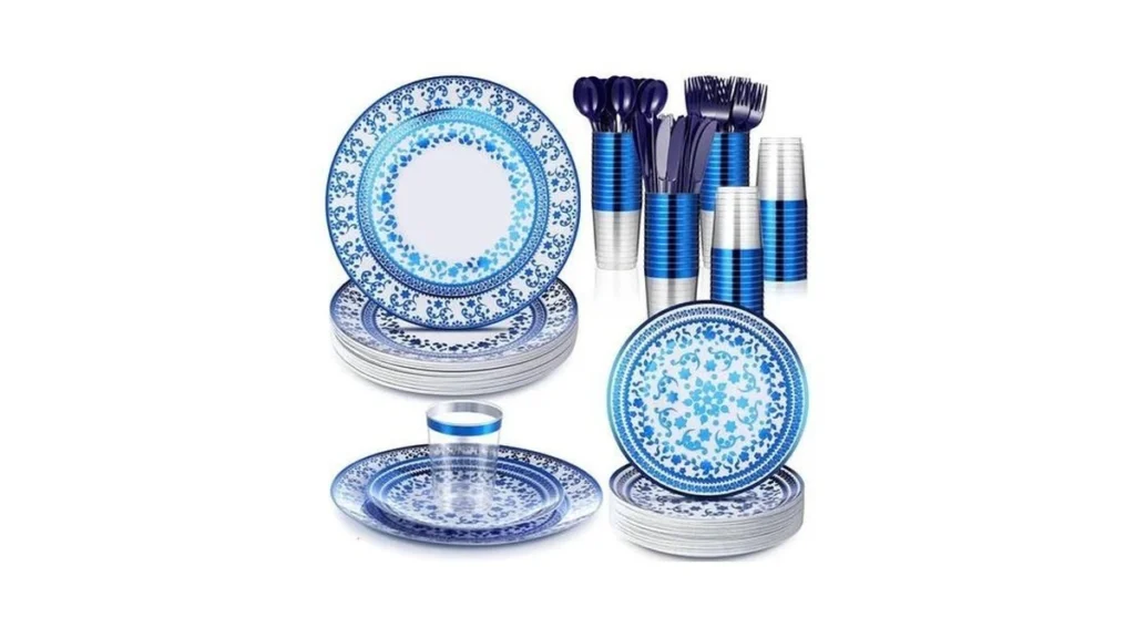 Layhit 25 Sets Plastic Disposable Dinnerware Set... - Coupon
