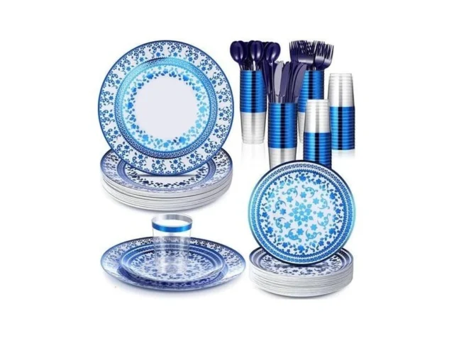 Layhit 25 Sets Plastic Disposable Dinnerware Set… – Coupon