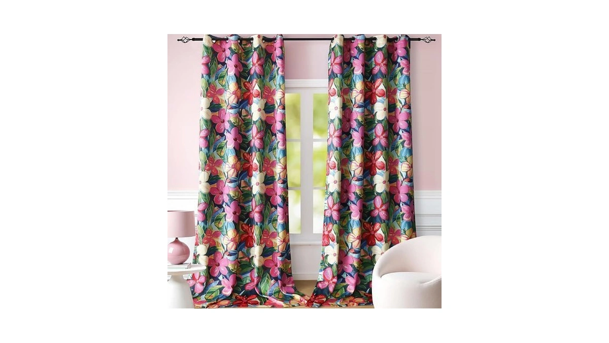 120 Inch Length Vibrant Hot Pink Floral Blackout... - Coupon
