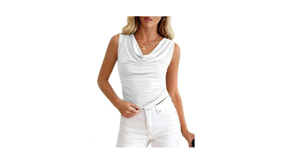 Btfbm Cowl Neck Tops For Women 2026 Sleeveless... - Coupon