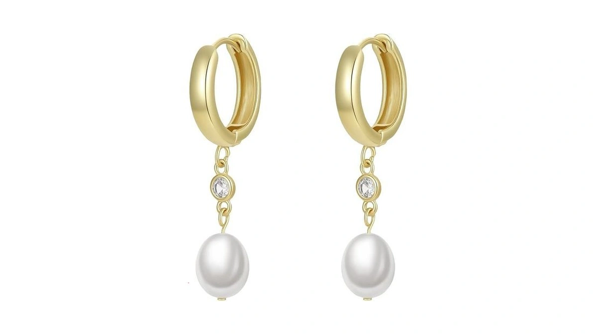 Pearl Earrings For Women 14k Gold Plated Drop... - Coupon