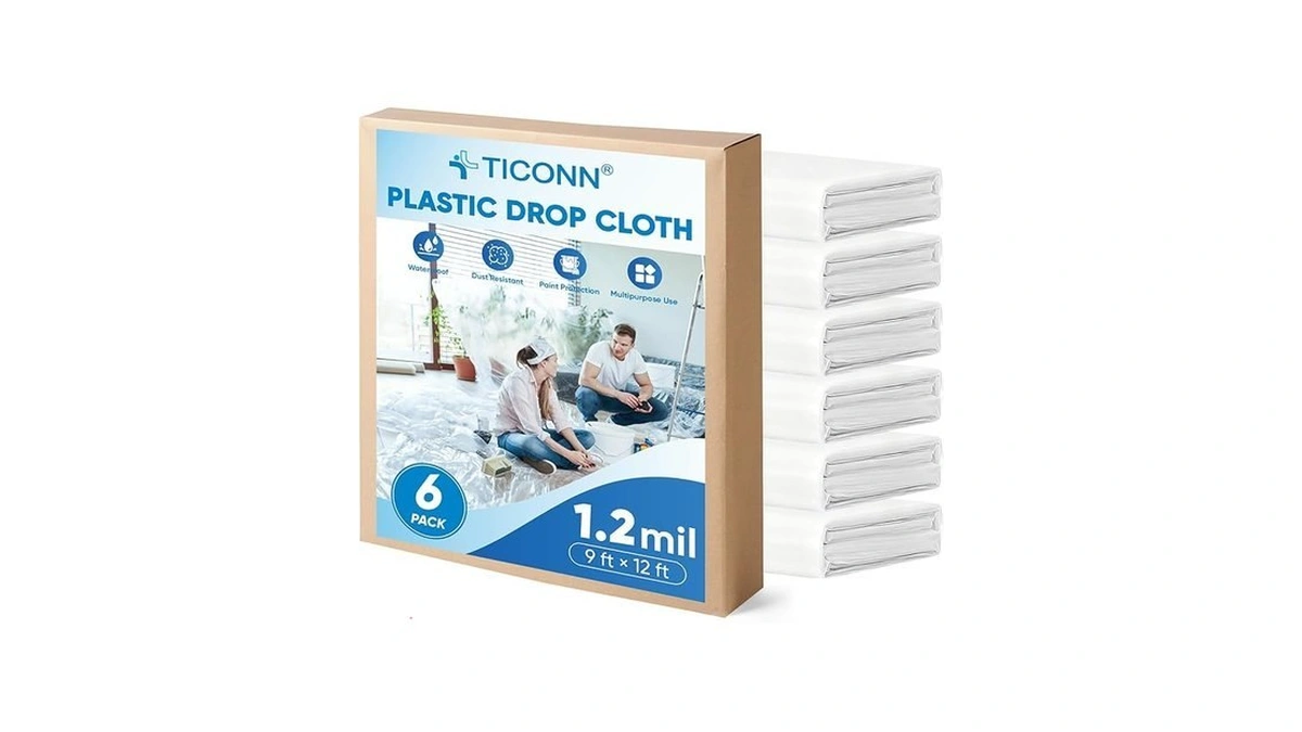 Ticonn 12 X 9 Ft Plastic Drop Cloth For Painting... - Coupon