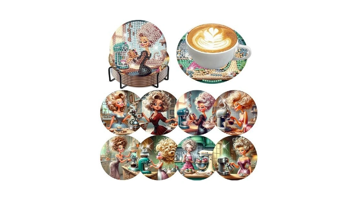 8 Pack Diamond Art Coasters Kits Coffee Diamond... - Coupon