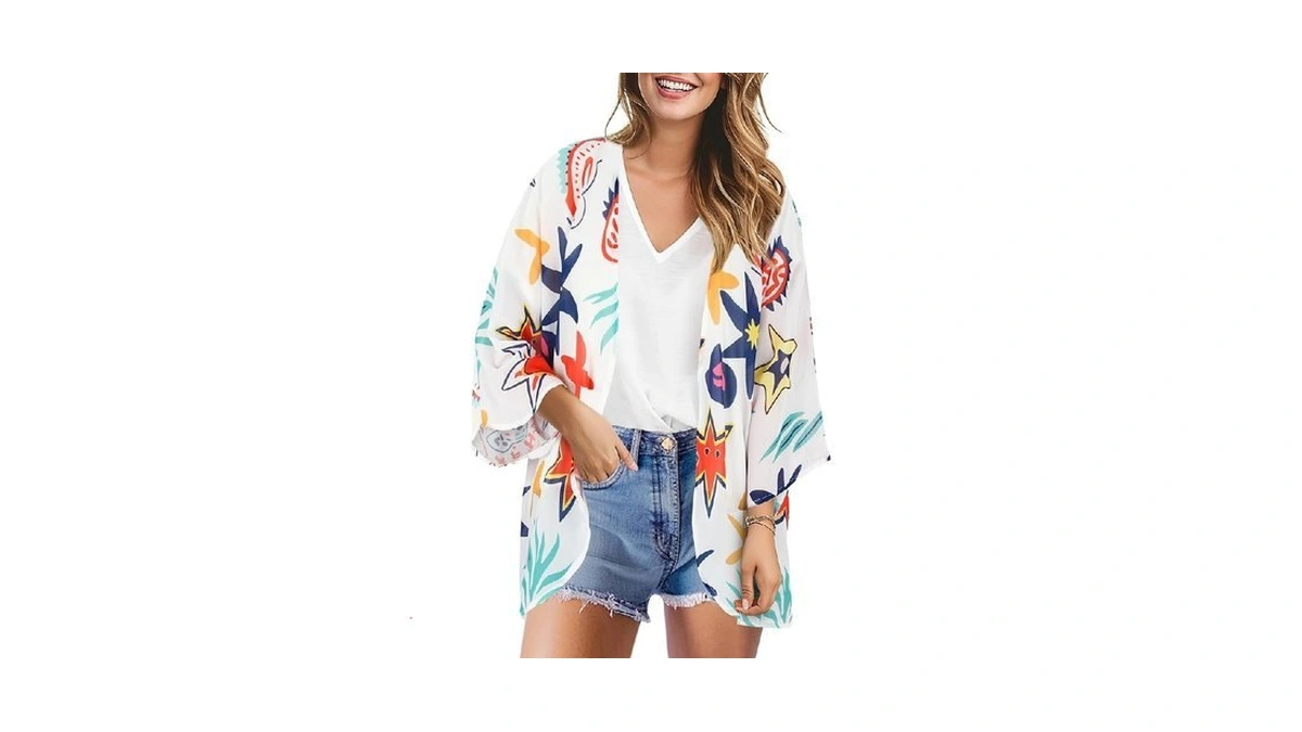 Womens Kimono Cover Ups For Beach Floral Short... - Coupon