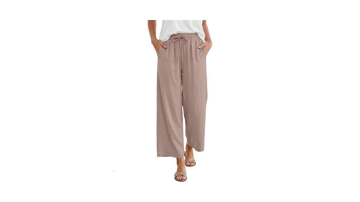 Anrabess Women Wide Leg Capri Pants Summer Palazzo... - Coupon