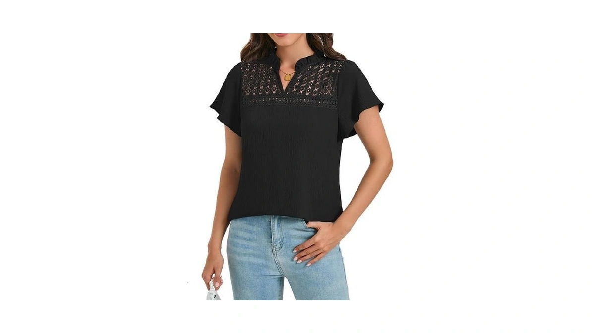Funlingo Womens Tops Dressy Casual Summer Ruffle... - Coupon