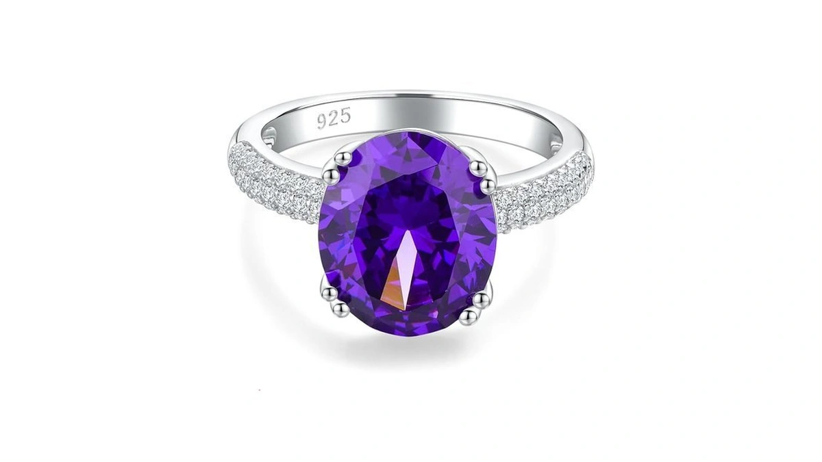 Aibao Amethyst Engagement Rings For Women Sterling... - Coupon
