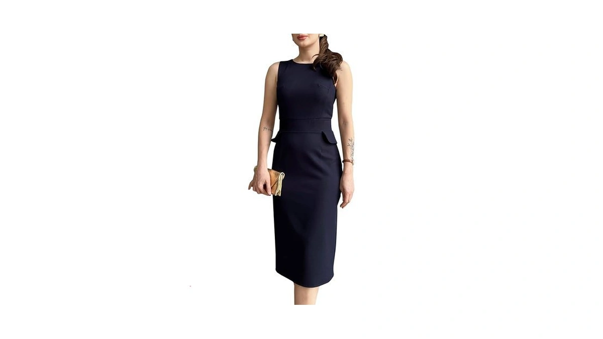 Women S Crew Neck Elegant Sleeveless Midi Bodycon... - Coupon