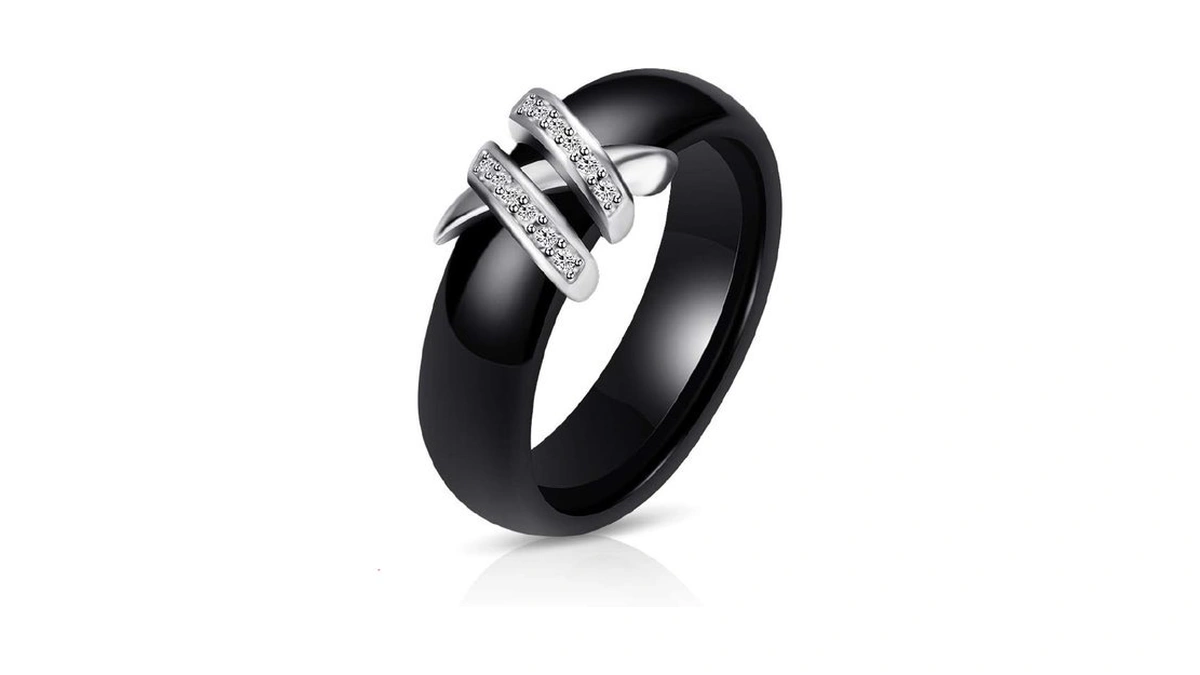 Lxbqysto Ceramic Wedding Band Ring For Women... - Coupon