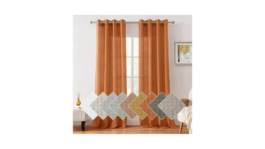 Homeideas Burnt Orange Linen Sheer Curtains 84... - Coupon