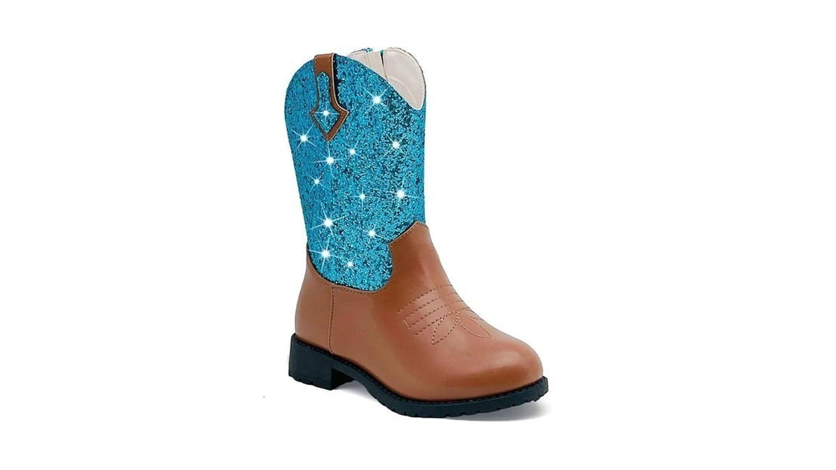 Prechentty Sparkly Girls Cowgirl Boots Glitter... - Coupon
