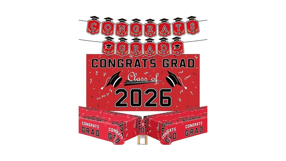 Graduation Decorations 2026 - Red Congrats Grad... - Coupon
