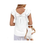 Okiwam Womens Ruffle Short Sleeve Summer Tops Bow... - Coupon