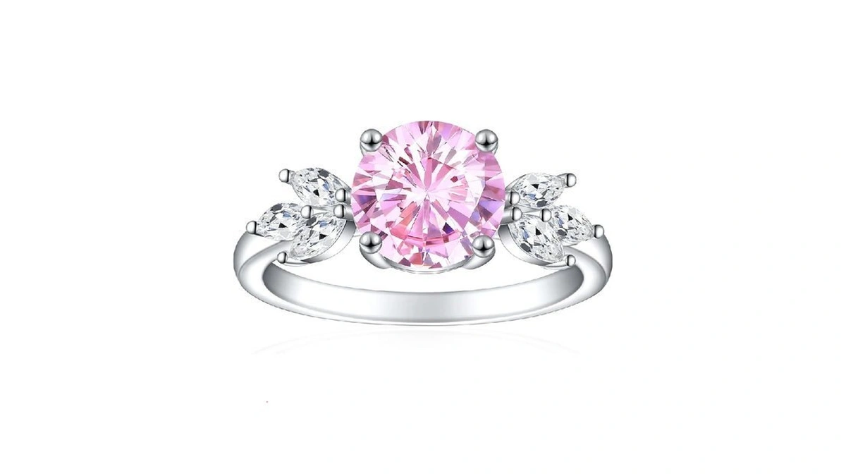 Cijisx Pink Cubic Zirconia Ring 925 Sterling Silver... - Coupon
